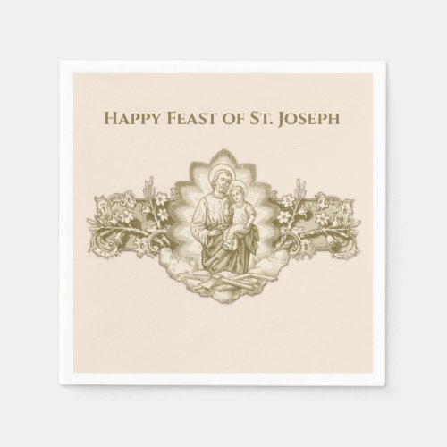St Joseph Day Feast Day Religious  Napkins