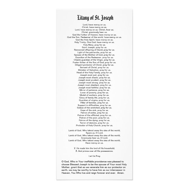 St. Joseph (Detail; DT 01) Rack Card with Litany (Back)