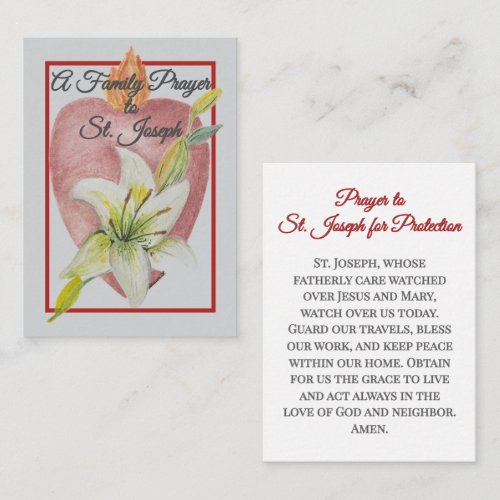 St. Joseph Family Prayer Holy Card | Catholic Home