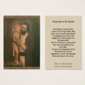 St. Joseph Feast Day Memorare Holy Prayer Cards (Front & Back)