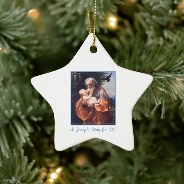 St. Joseph Feast Day with Infant Jesus Ceramic Ornament (Tree)