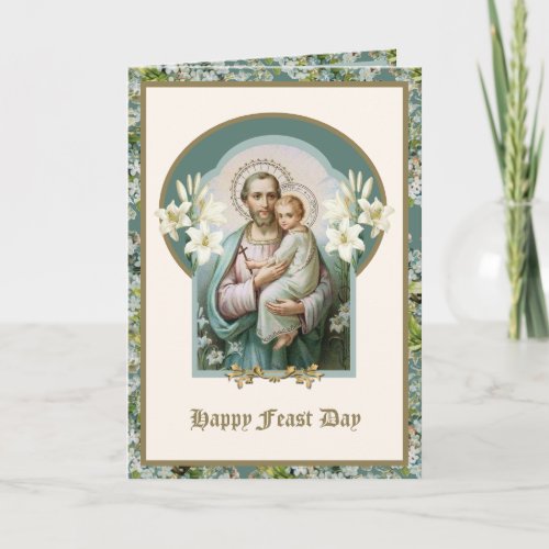 St Joseph Feast Jesus Floral Religious Vintage Ca Card