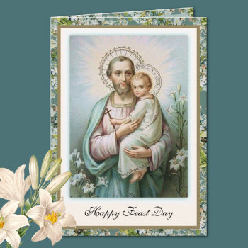 St. Joseph Feast Jesus Floral Religious Vintage Card by ShowerOfRoses at Zazzle