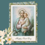 St. Joseph Feast Jesus Floral Religious Vintage Card