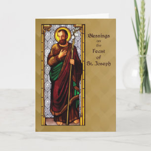 St. Joseph Feast with Wheat Staff on Brown Card