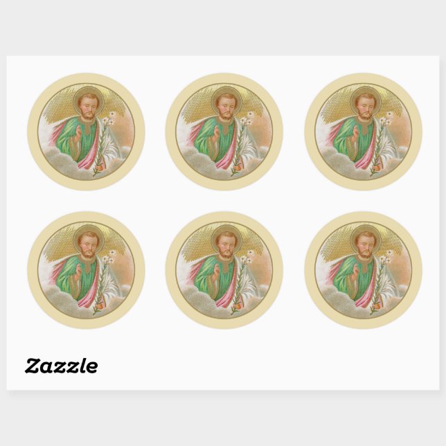 St. Joseph from a ‘Pilgrimage Card’ (Detail; B 01) Classic Round Sticker (Sheet)