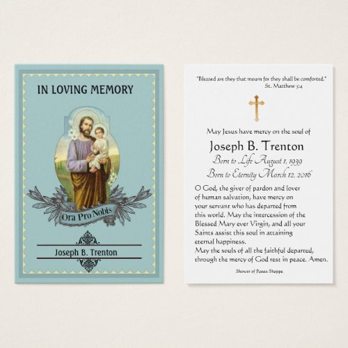 St Joseph Funeral Catholic Memorial Holy Card