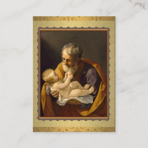 St Joseph holding the baby Jesus  Memorare Prayer Business Card