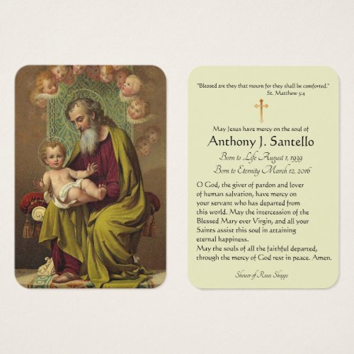 St Joseph Jesus Angels Funeral Prayer Holy Card