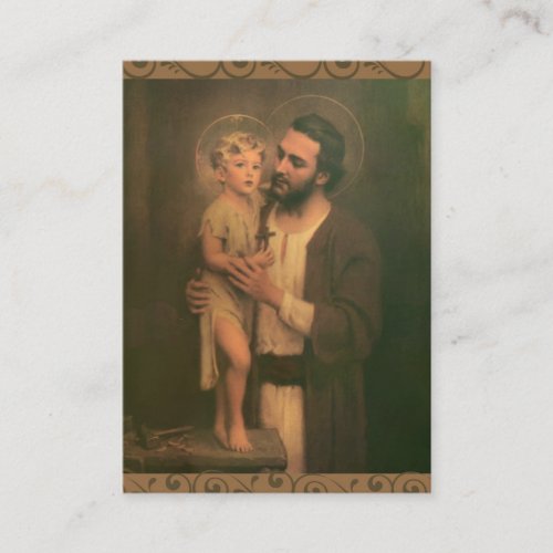 St Joseph Jesus Angels Memorare Prayer Business Card