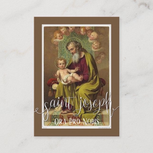 St. Joseph Jesus Angels Memorare Prayer Holy Card (Front)