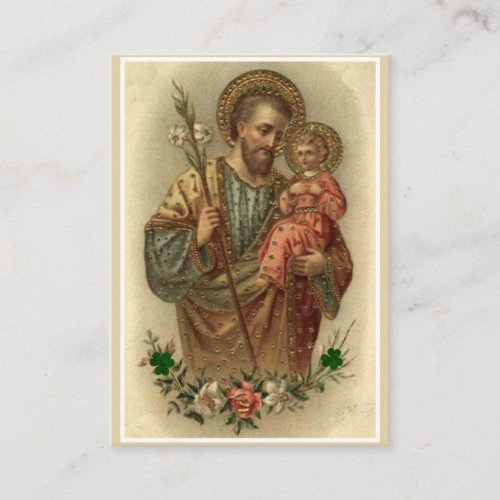 St Joseph Jesus Catholic Prayer Shamrocks Business Card