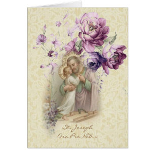 St. Joseph Jesus Catholic Vintage Floral Cards