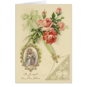 St. Joseph Jesus Catholic Vintage Floral Cards