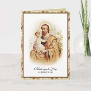 St. Joseph Jesus Fathers Day Catholic Religious C Card