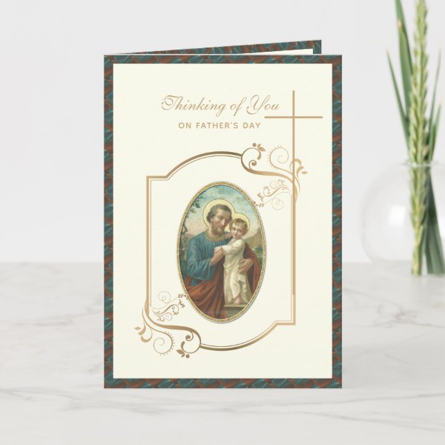 St. Joseph Jesus Fathers Day Catholic Religious  Card (Front)