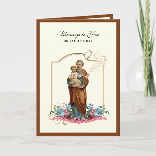 St Joseph Jesus Fathers Day Catholic Religious  Card