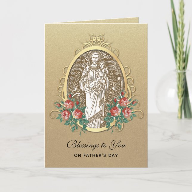 St. Joseph Jesus Fathers Day Catholic Religious  Card (Front)