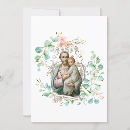 St Joseph Jesus Floral  Religious Catholic Card