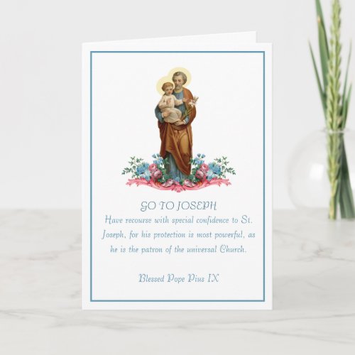 St Joseph  Jesus Floral Religious Prayer  Card