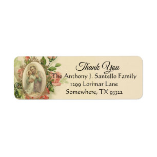 St. Joseph Jesus Floral Thank You Label