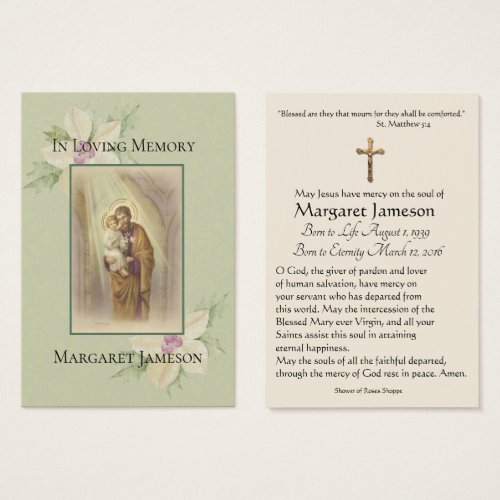 St Joseph Jesus Funeral Memorial Holy Card _
