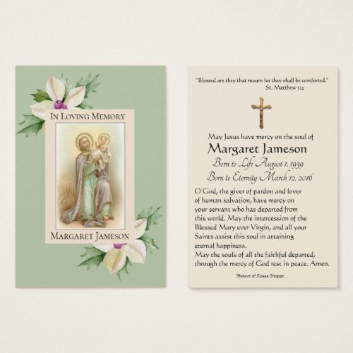 St Joseph Jesus Funeral Memorial Holy Card _