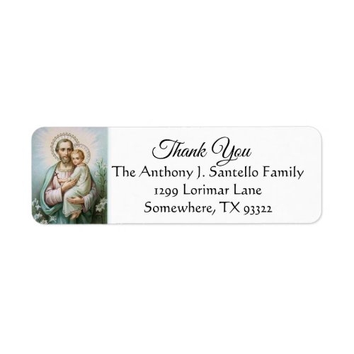 St Joseph Jesus Lilies Thank You Label