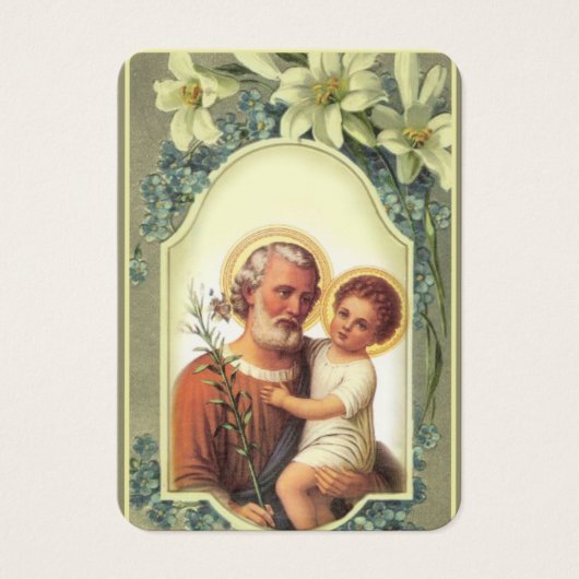 St. Joseph Jesus Lily Funeral Memorial Holy Card - (Front)