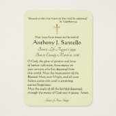 St. Joseph Jesus Lily Funeral Memorial Holy Card - (Back)