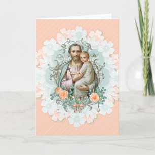 St. Joseph Jesus Religious Floral Vintage Card