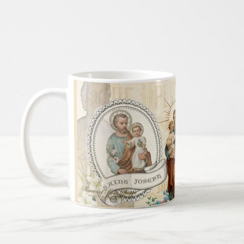St Joseph Jesus  Vintage Catholic Prayer Memorare Coffee Mug