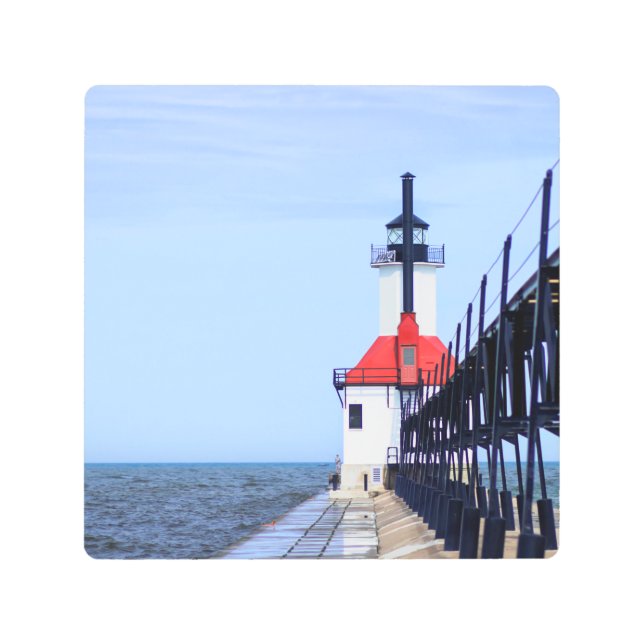 St Joseph Lighthouse and Pier Metal Print (Front)
