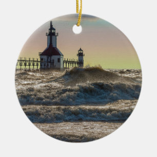 St Joseph Lighthouse Painterly Ceramic Ornament