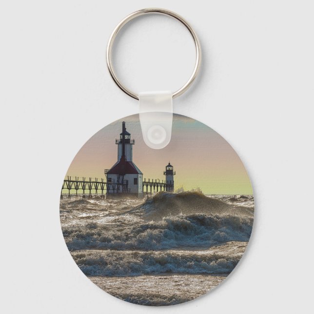 St Joseph Lighthouse Painterly Keychain (Front)