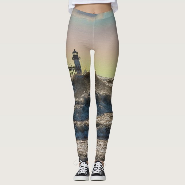 St Joseph Lighthouse Painterly Leggings (Front)