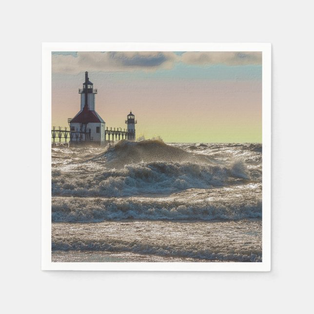 St Joseph Lighthouse Painterly Napkins (Front)
