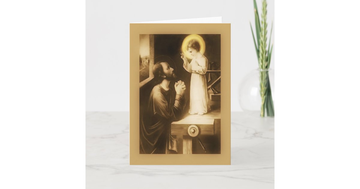 St Joseph March 19 Feast Day Greeting Card Zazzle Com