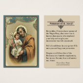 St. Joseph Memorare Holy Card (Front & Back)