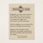 St. Joseph Memorare Holy Card (Back)