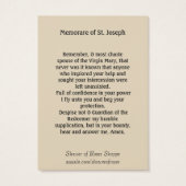 St. Joseph Memorare Holy Card (Back)