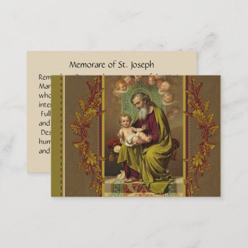 St Joseph Memorare Holy Card