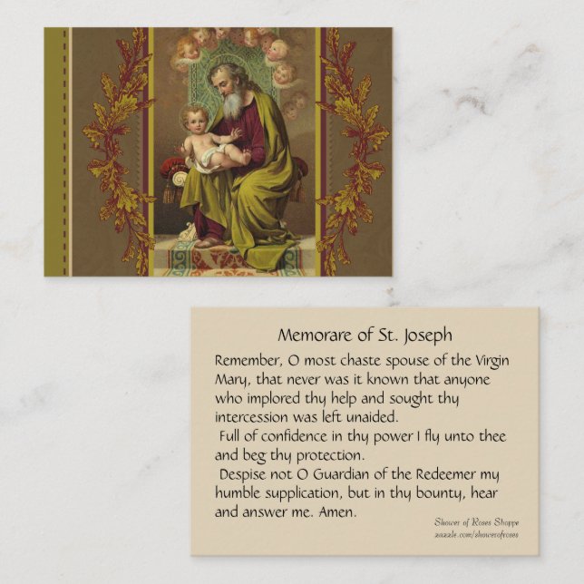 St. Joseph Memorare Holy Card (Front/Back)