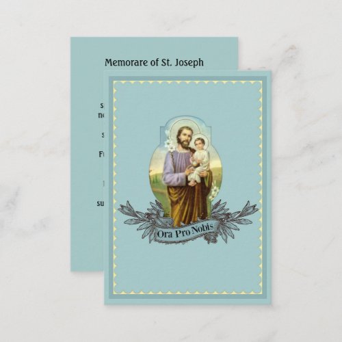 St Joseph  Memorare Prayer Holy Card