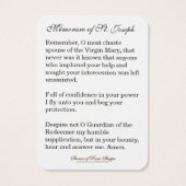 St. Joseph Memorare Religious Prayer Catholic (Back)
