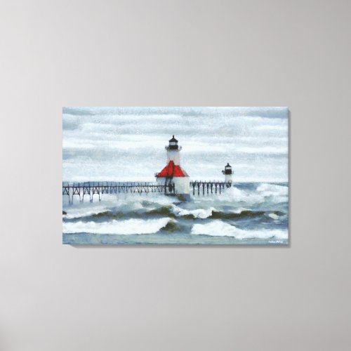 St Joseph Michigan Lighthouse Canvas Artwork