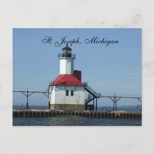 St Joseph Michigan Lighthouse on Lake MIchigan Postcard