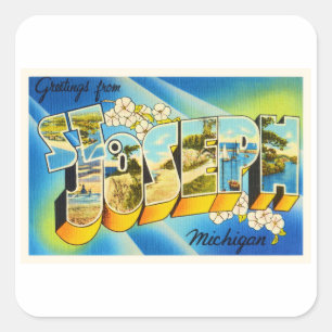 St Joseph Michigan MI Old Vintage Travel Souvenir Square Sticker