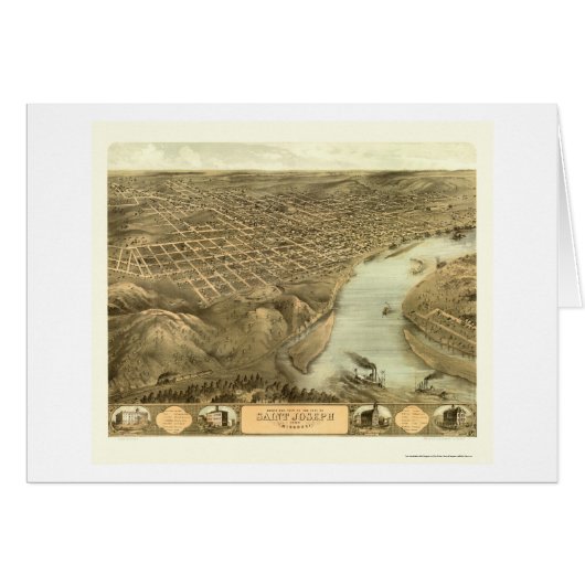 St. Joseph, MO Panoramic Map - 1868 Cards (Front Horizontal)