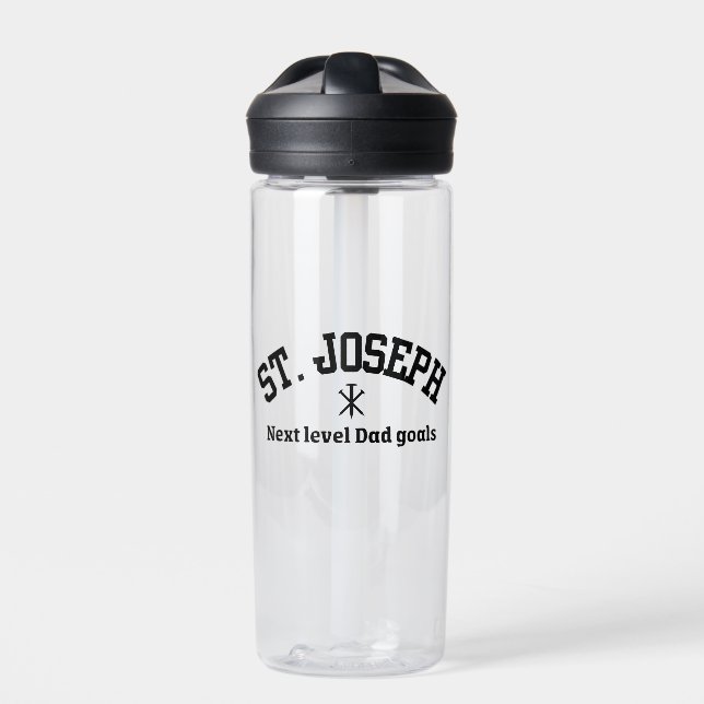 St. Joseph Next Level Dad Black Collegiate Font  Water Bottle (Front)